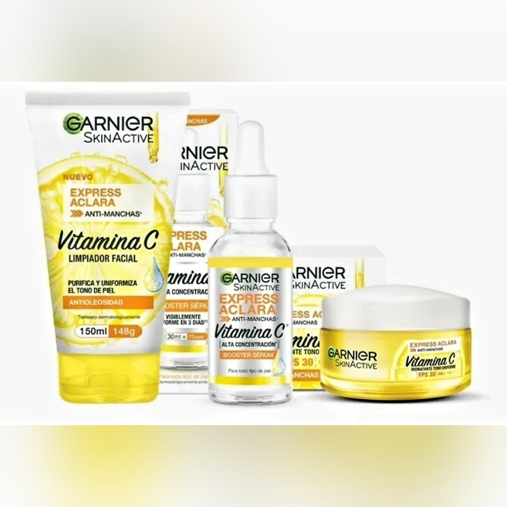 Kit Garnier Express Aclara Serum +crema +gel Con Vitamina C Tipo de piel Normal